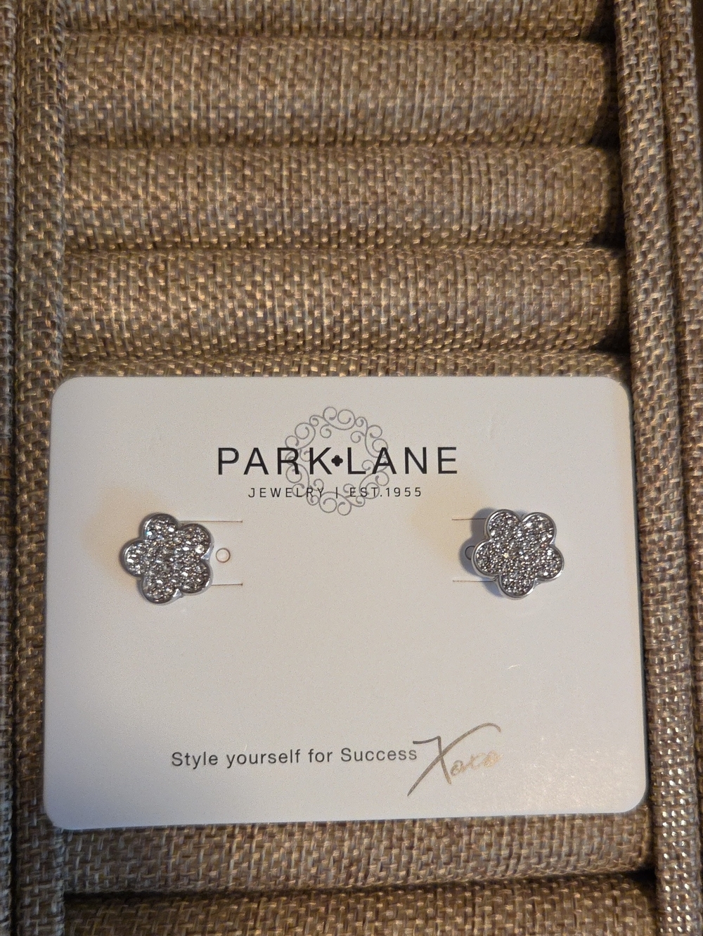 Park Lane Silver Pave Floral Stud Earrings